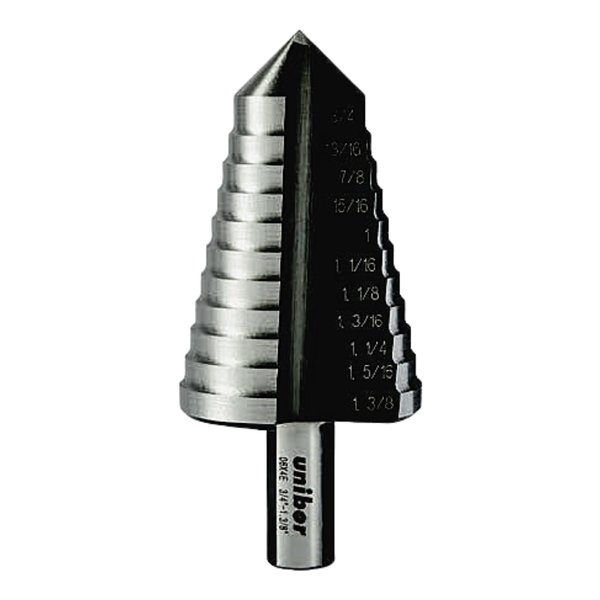 Unibor 7/8in-1.3/8in Knock-Out  Multicut Step Drill, 3-Flat Shank 06X1KO